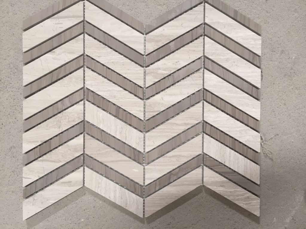  Wall And Floor Decor White Wooden+Athen Wooden marble Herringbone Marble Mosaic Tile