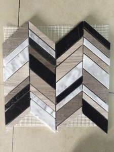 Marble mosaic fishbone pattern with 4 kinds marble mixed  