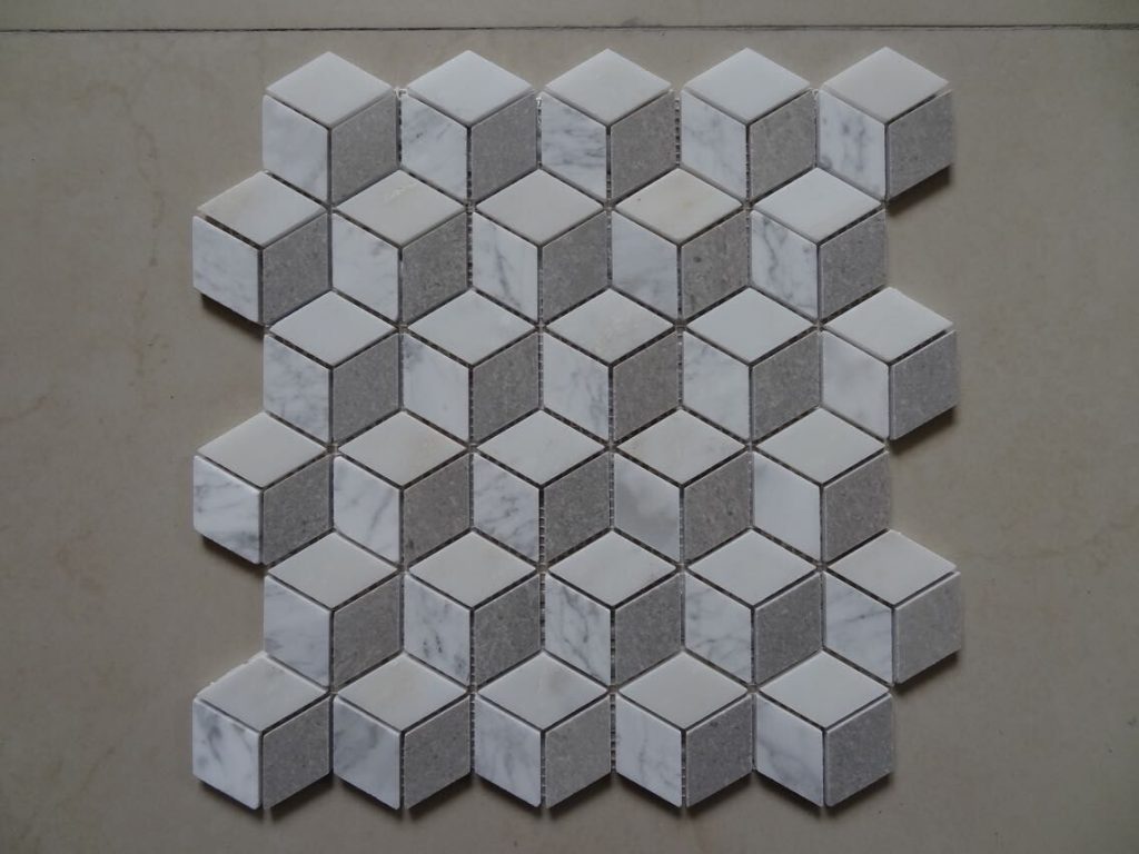 Diamond Pattern Bianco Carrara Marble Mosaics Tiles for Kitchen Wall Backsplash Bathroom Floor 