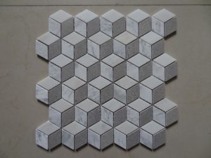 Diamond Pattern Bianco Carrara Marble Mosaics Tiles for Kitchen Wall Backsplash Bathroom Floor 