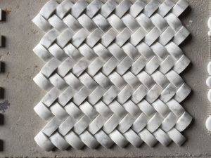 Bianco Carrara Marble 3D Water Jet Weave Pattern Mosaics Tiles