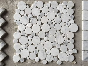  Carrara White marble Round cubes mixed Mosaic Tile For Interior floor and wall